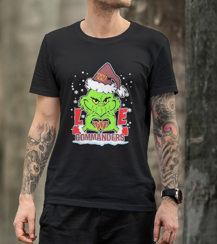 Grinch Christmas Love Washington Commanders Football T-Shirt