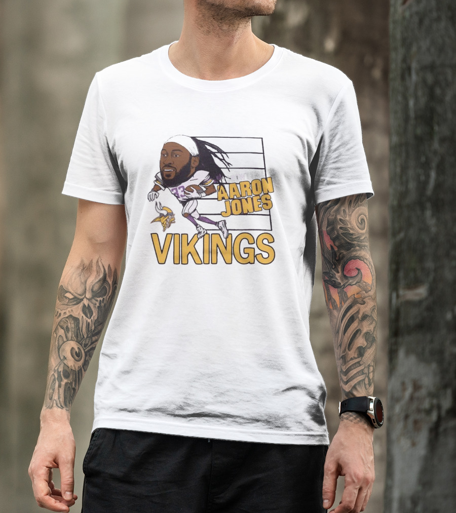 Vikings Showtyme Aaron Jones Football Cartoon Running T-Shirt