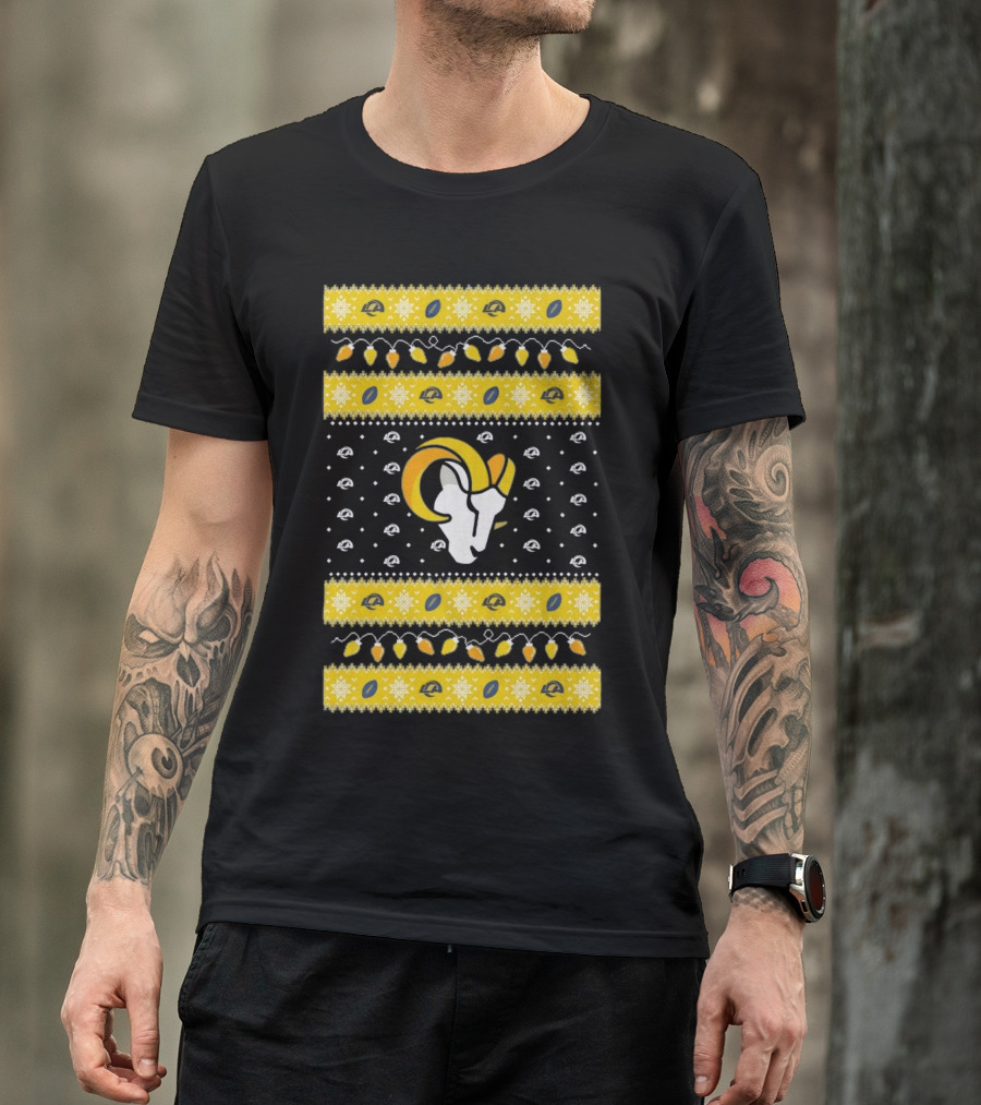 Los Angeles Rams NFL Holiday Lights Ugly Christmas Sweater T-Shirt