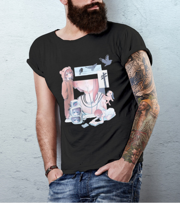 Serial Experiments Lain Wired Bear Hoodie Monitors And Flock Of Birds T-Shirt