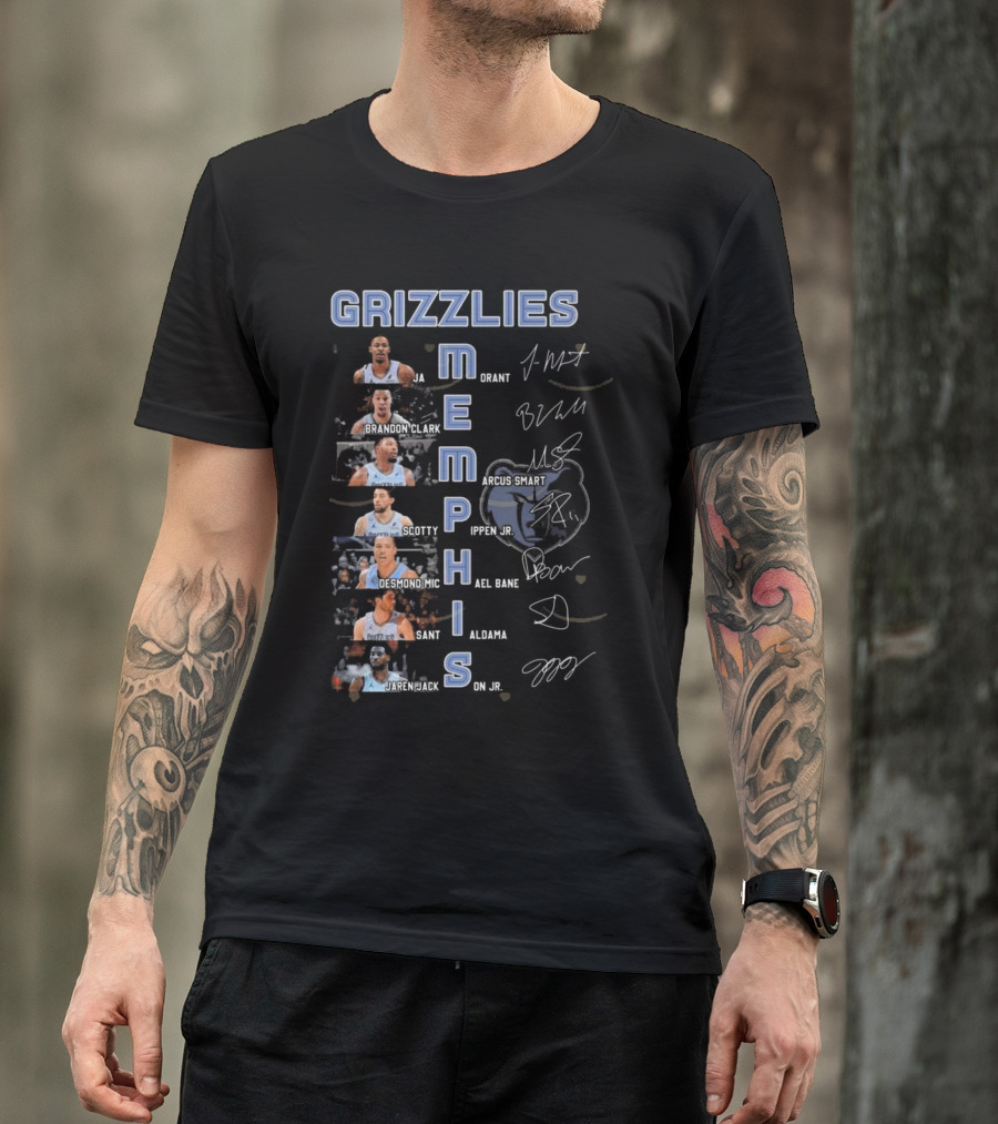 Memphis Grizzlies Ja Morant Brandon Clark Marcus Smart Scotty Pippen Jr Desmond Bane Jaren Jackson Jr Signatures T-Shirt