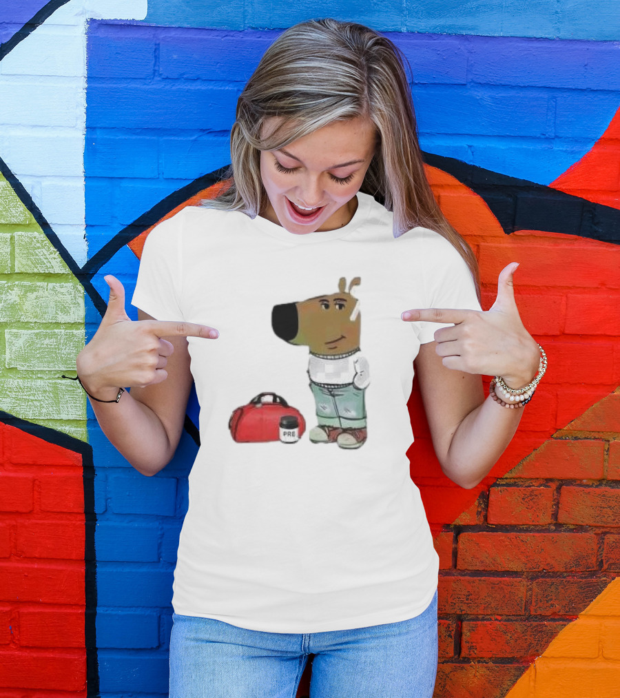Chill Guy Dog With Gym Bag And Pre-workout Supplement T-Shirt