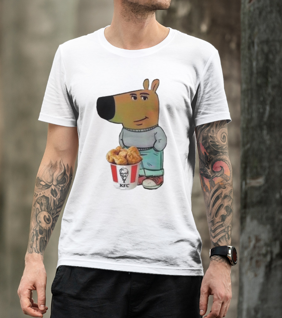 Chill Guy Dog Smiling With KFC Bucket T-Shirt