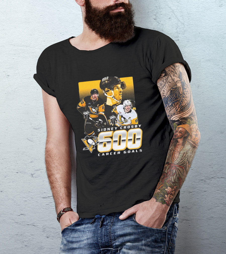 Sidney Crosby Pittsburgh Penguins 600 Career Goals NHL Achievement T-Shirt
