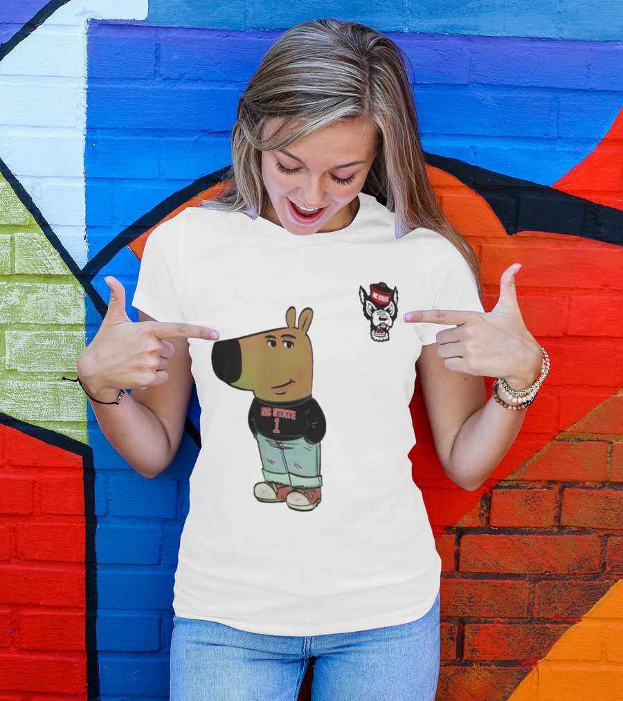 NC State Wolfpack Chill Guy Bear In Jersey And Jeans T-Shirt