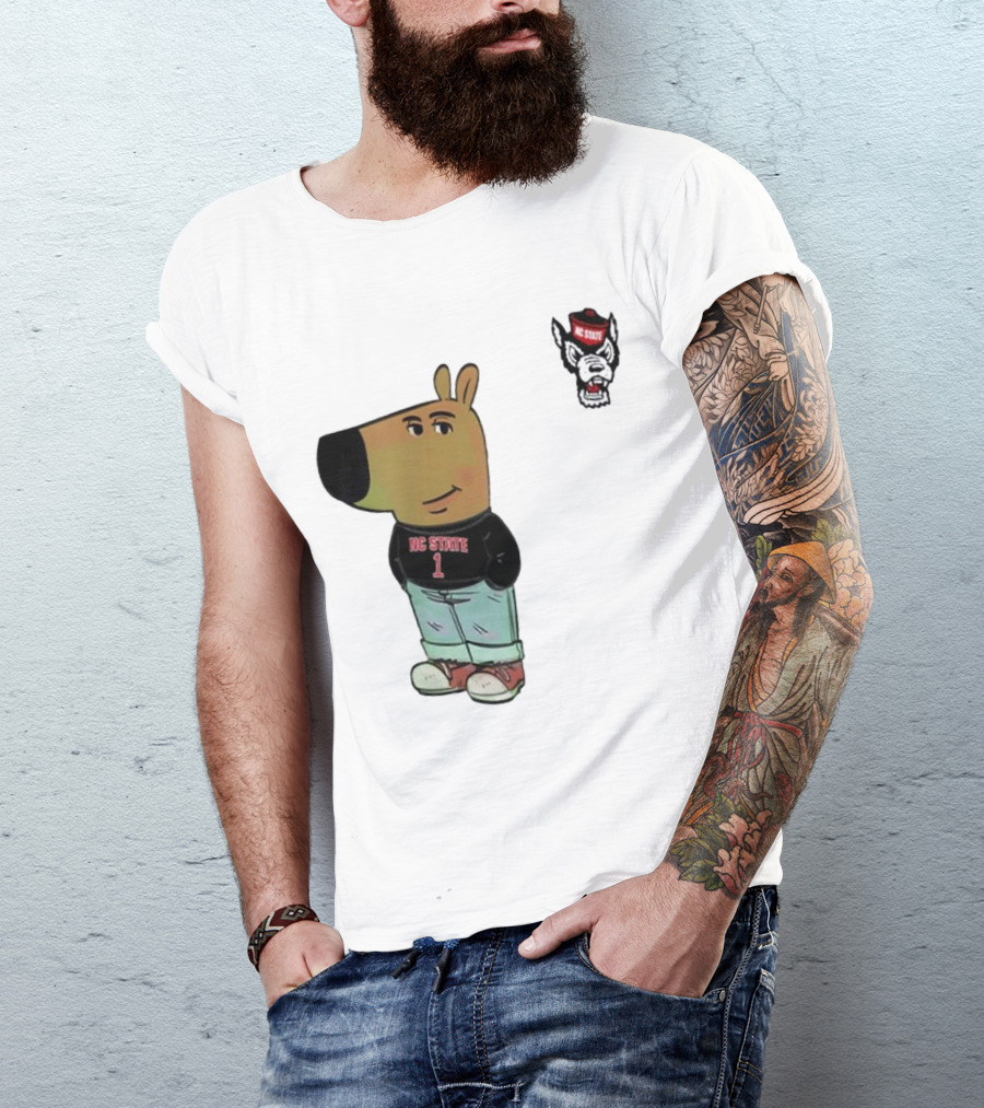 NC State Wolfpack Chill Guy Bear In Jersey And Jeans T-Shirt