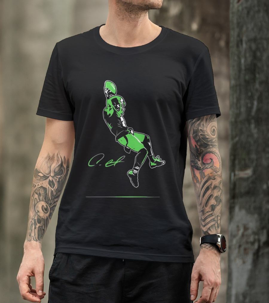 Coby Bryant Legendary Green Football Celebration Signature T-Shirt