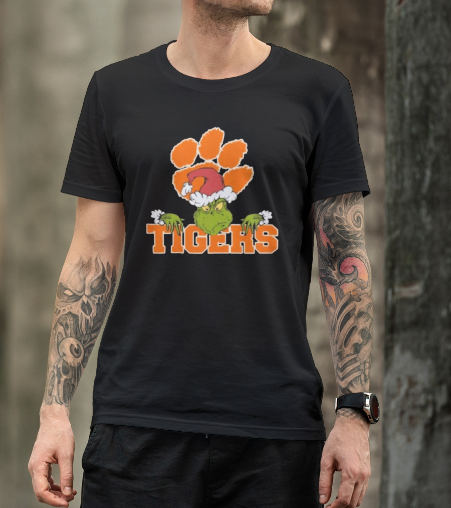 NCAA Clemson Tigers Grinch Christmas Football T-Shirt