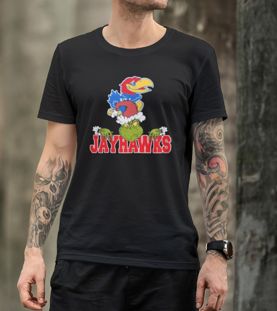 Kansas Jayhawks Grinch Christmas NCAA Football T-Shirt