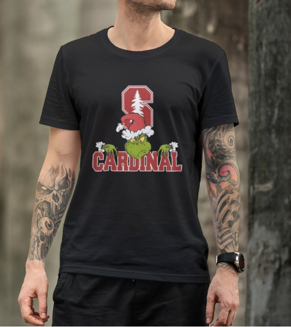 NCAA Stanford Cardinal Grinch Christmas Football T-Shirt