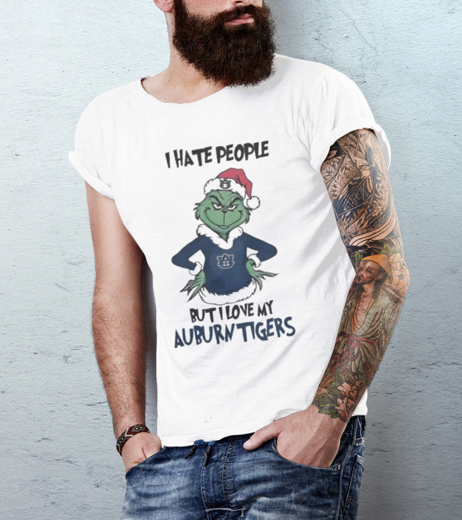I Hate People But I Love My Auburn Tigers Grinch Christmas T-Shirt