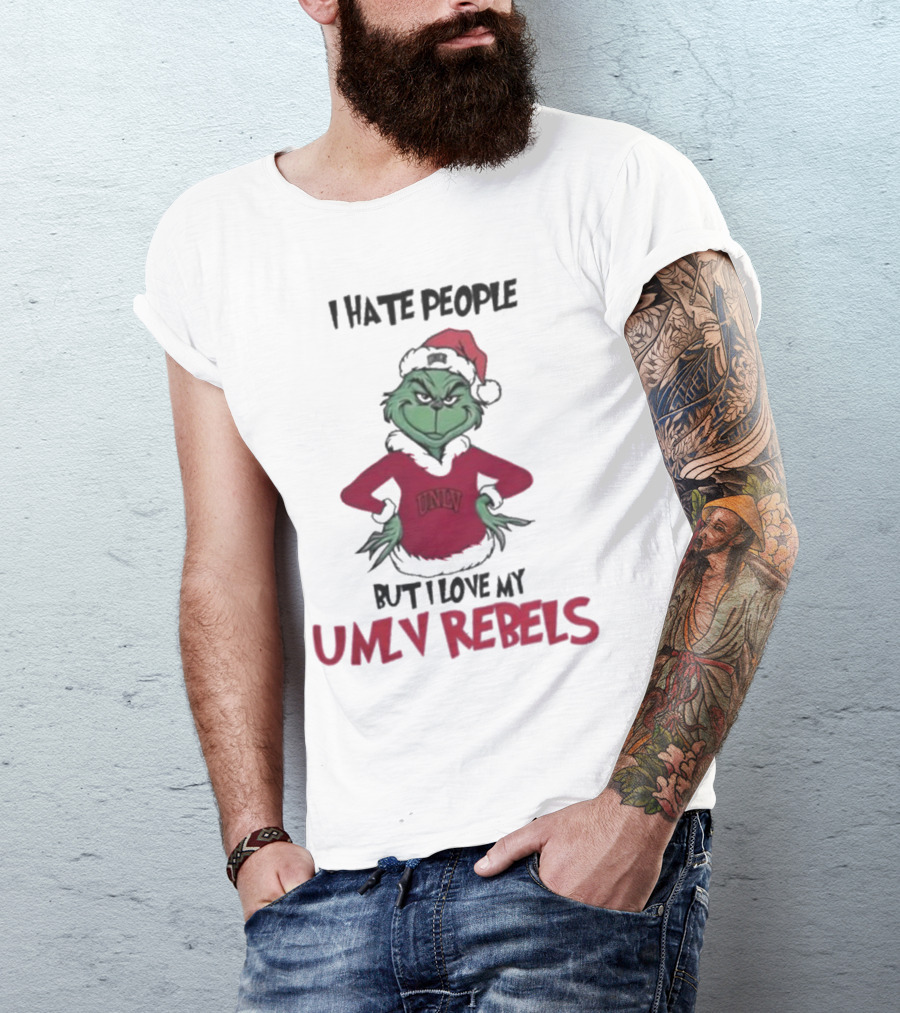 I Hate People But I Love My UNLV Rebels Grinch Christmas Fan T-Shirt