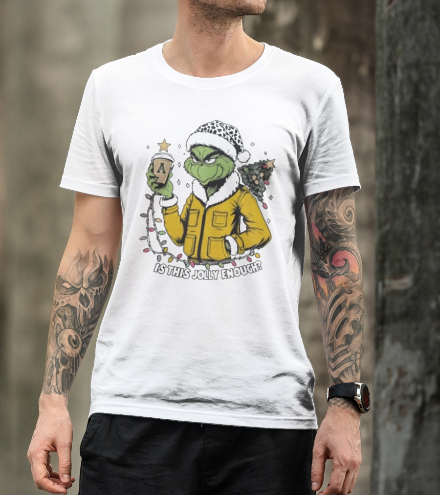 Appalachian State Mountaineers Santa Grinch Jolly Enough Merry Christmas T-Shirt
