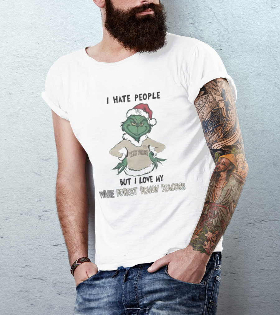 I Hate People But I Love My Wake Forest Demon Deacons Grinch Christmas T-Shirt