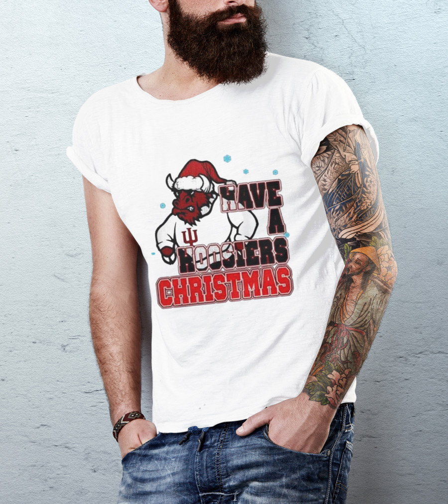 Have A Hoosiers Christmas Indiana Hoosiers Santa Mascot T-Shirt