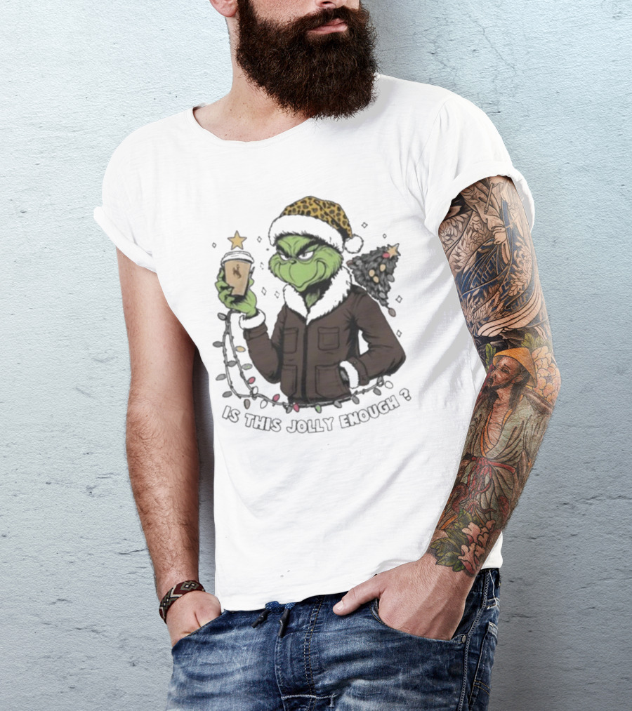 Wyoming Cowboys Grinch Santa Is This Jolly Enough Merry Christmas T-Shirt