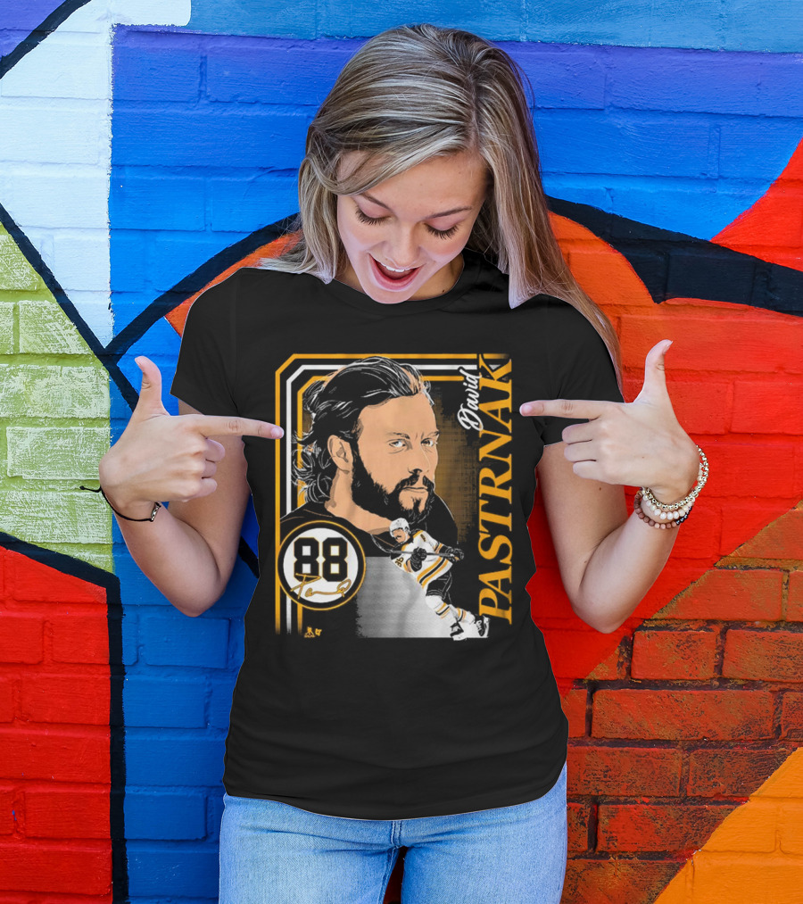 David Pastrnak 88 Hockey Illustration Collage T-Shirt