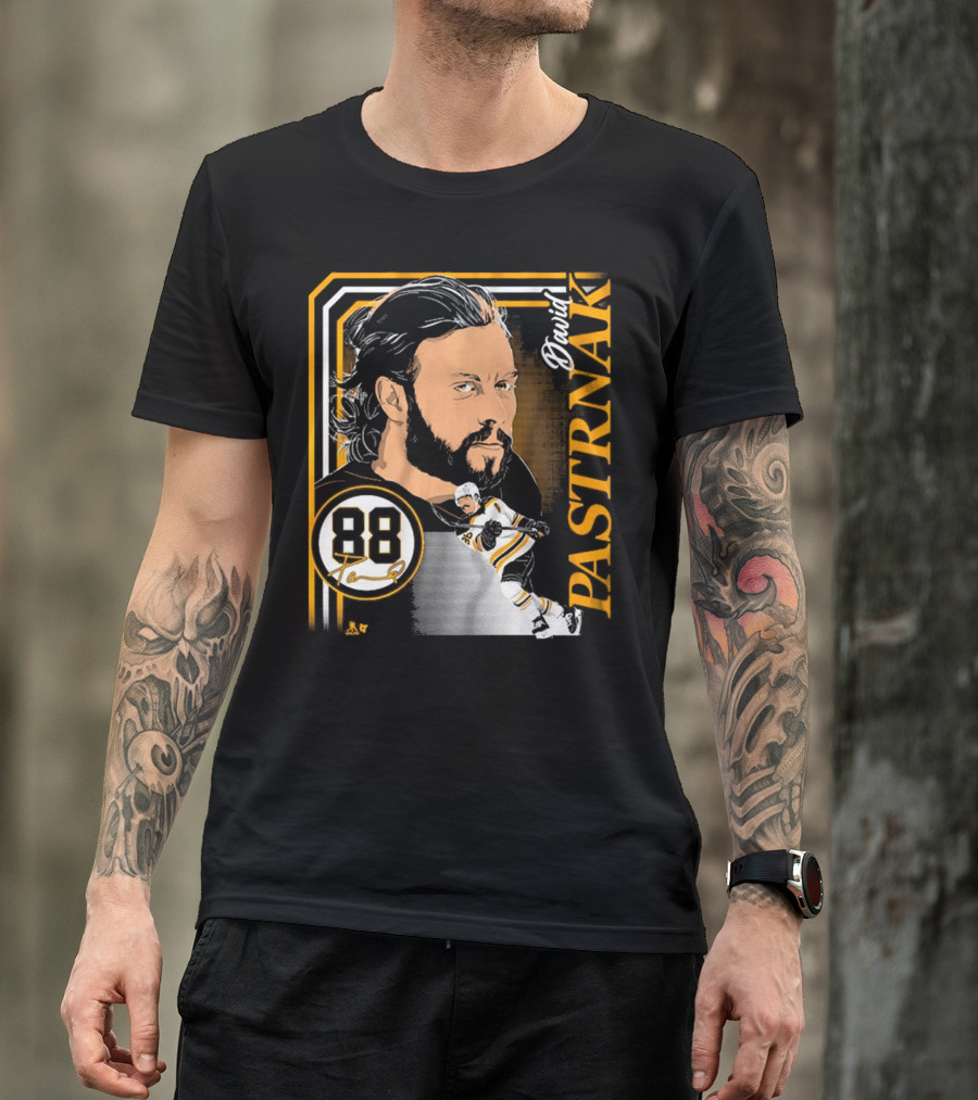 David Pastrnak 88 Hockey Illustration Collage T-Shirt