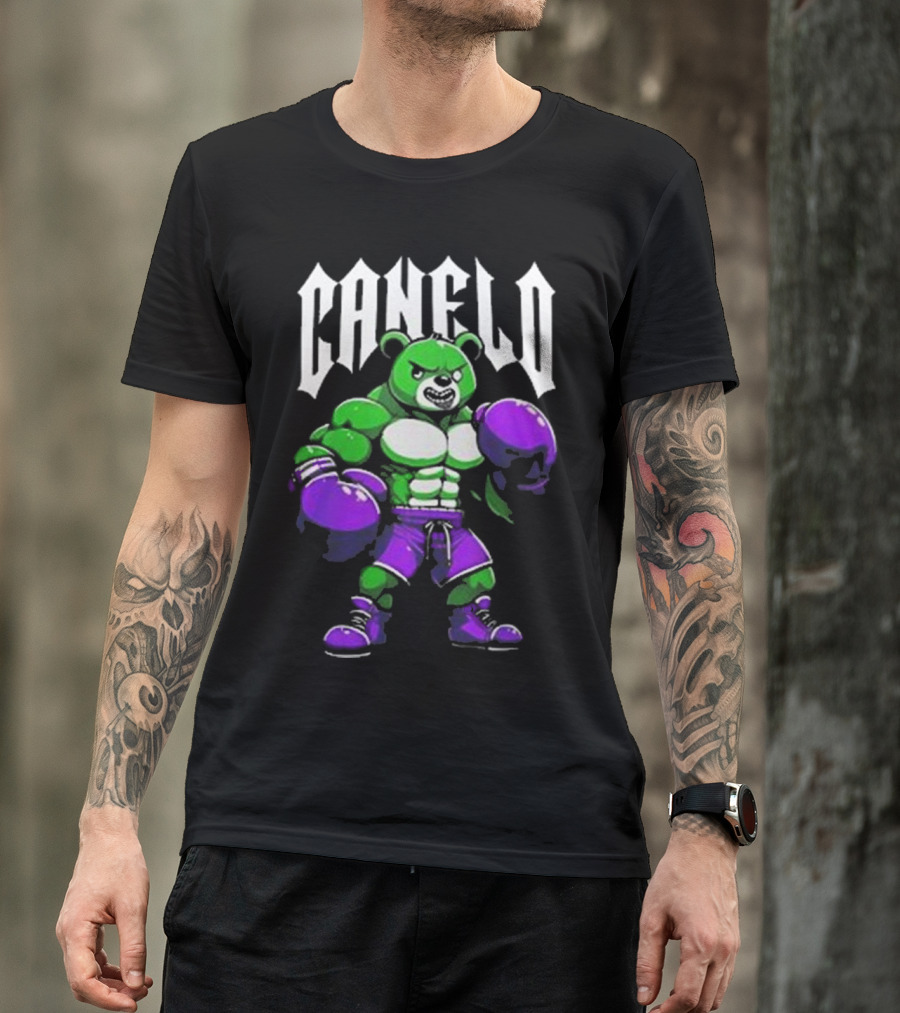 Canelo Boxing Bear In Green And Purple Gear T-Shirt