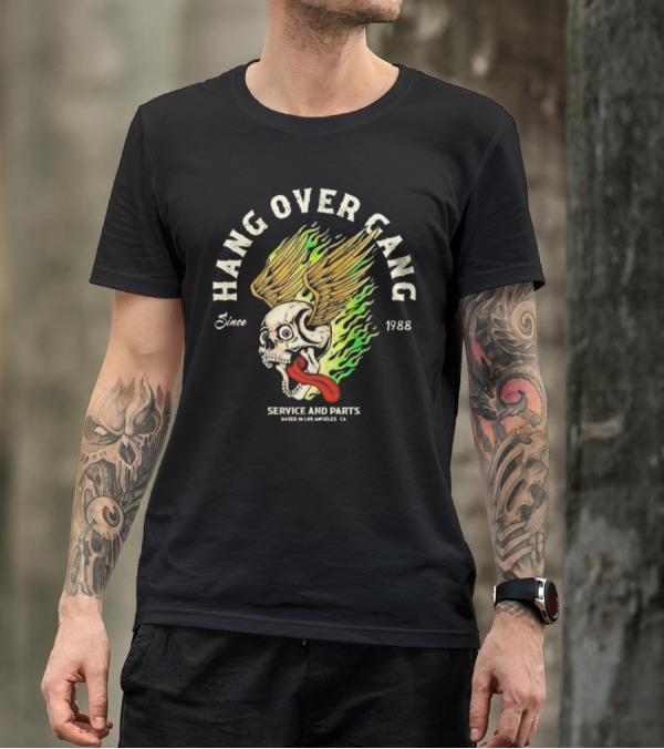 Hangover Gang Since 1988 Skull Wings Service And Parts Los Angeles CA T-Shirt