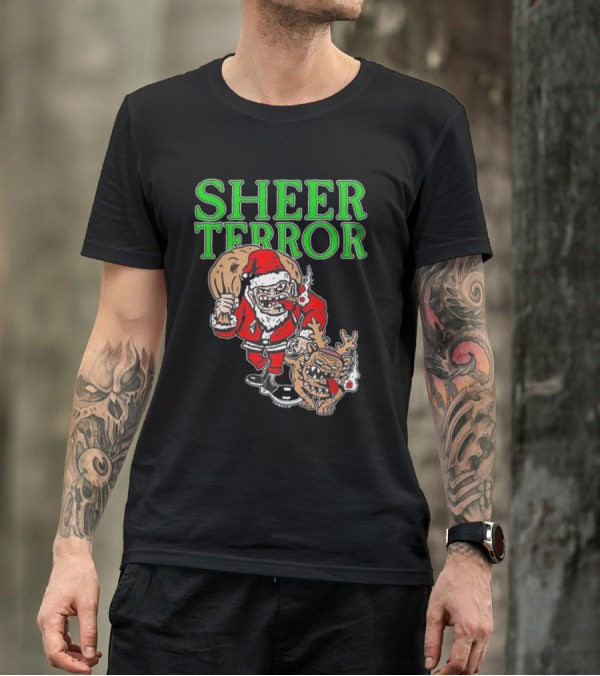 Screw Yule Sheer Terror Santa With Angry Reindeer T-Shirt