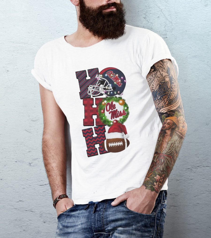 Ole Miss Rebels Ho Ho Ho Christmas Football Helmet Game Day T-Shirt