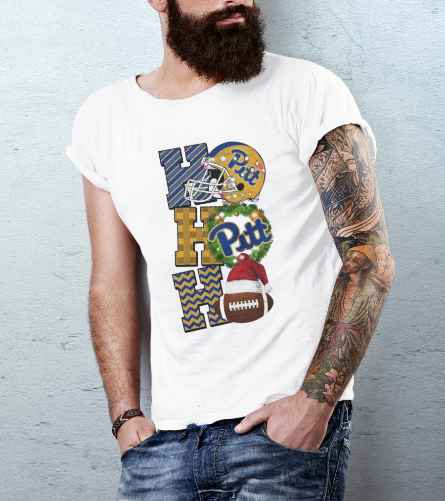 Pitt Christmas Game Day Ho Ho Ho Panthers Football T-Shirt