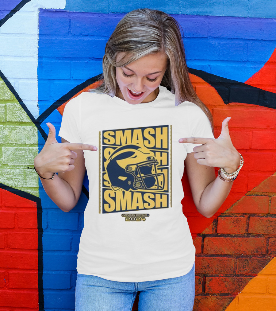 Michigan Football Smash Helmet T-Shirt