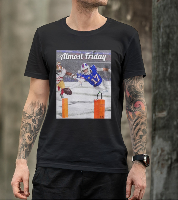 Almost Friday Josh Allen Diving Touchdown Snow Football T-Shirt