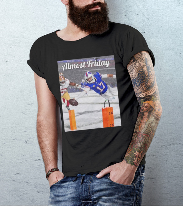 Almost Friday Josh Allen Diving Touchdown Snow Football T-Shirt