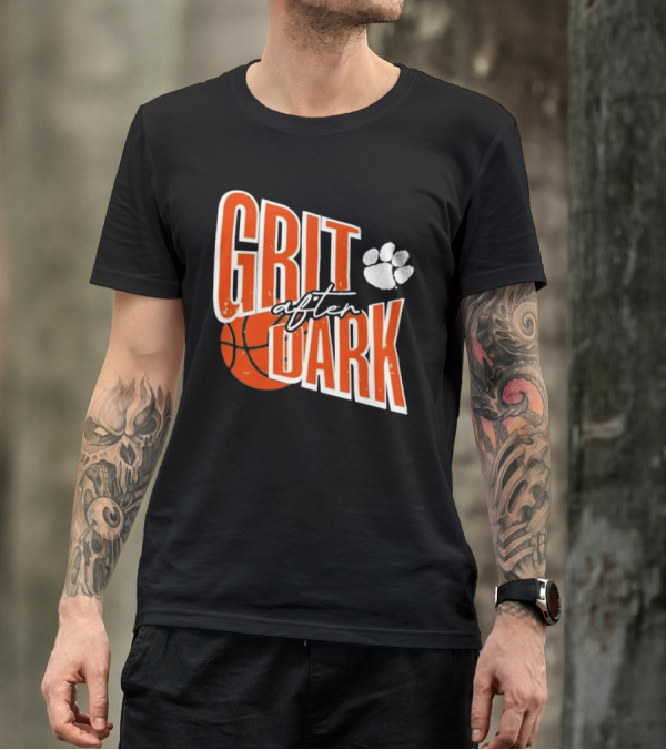 Clemson Grit After Dark Basketball And Paw Prints T-Shirt