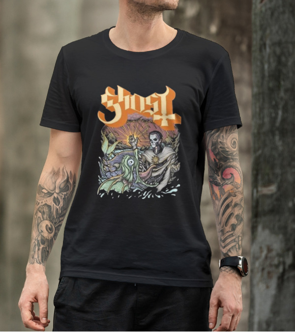Ghost Papa And The Whale Legendary Encounter With Rising Sun Background T-Shirt