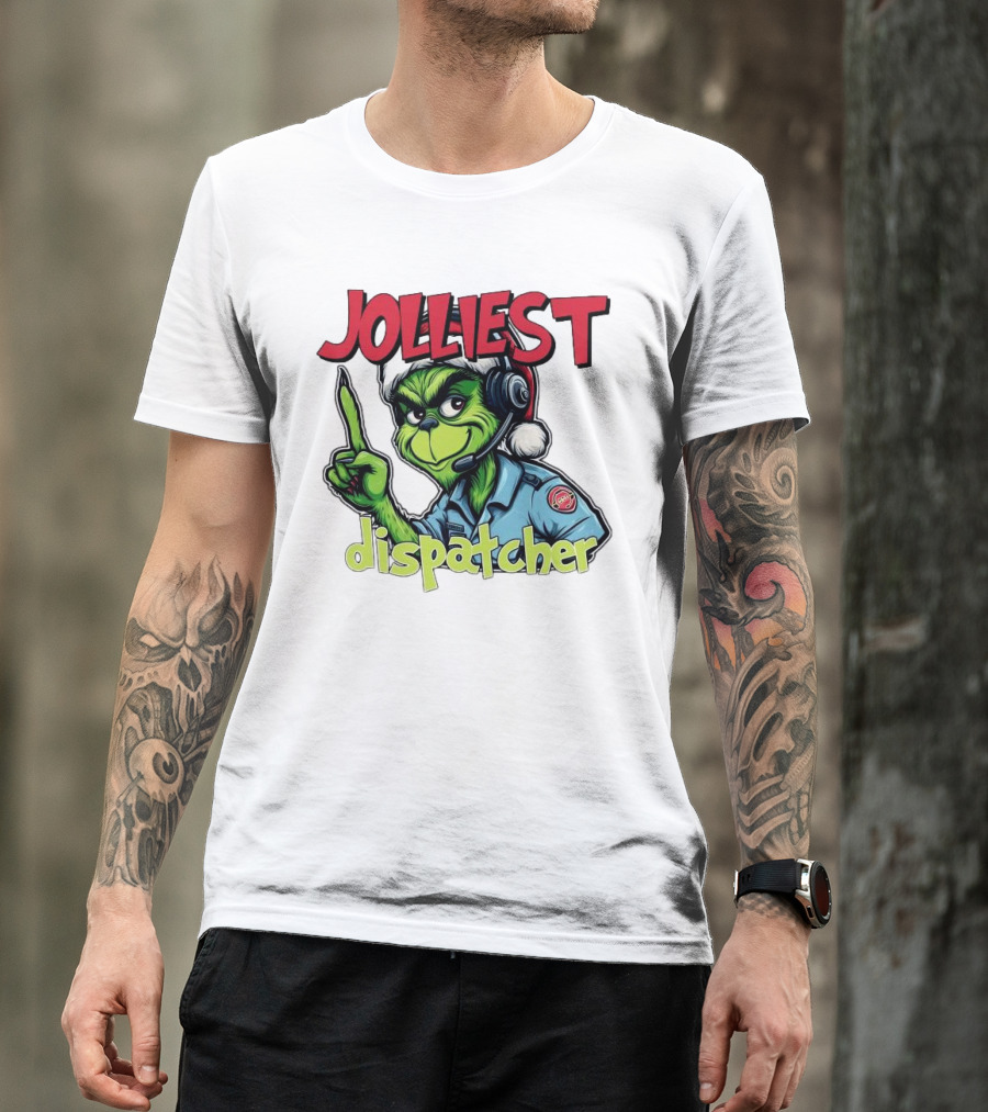 The Grinch Jolliest Dispatcher Christmas Holiday Fun T-Shirt