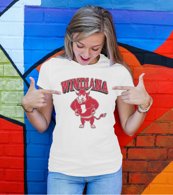 Windiana Hoosiers Mascot Bull With Indiana State Shape T-Shirt