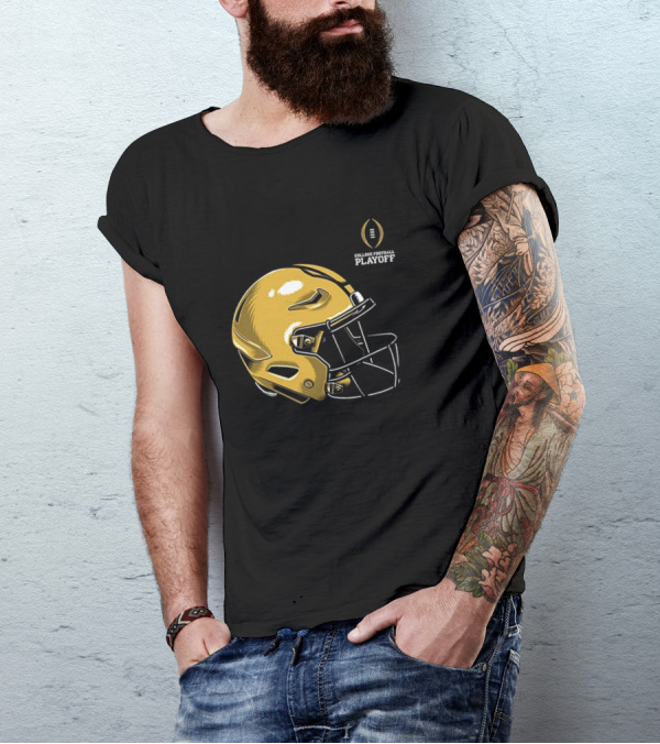College Football Playoff 2025 Notre Dame Helmet Gold T-Shirt