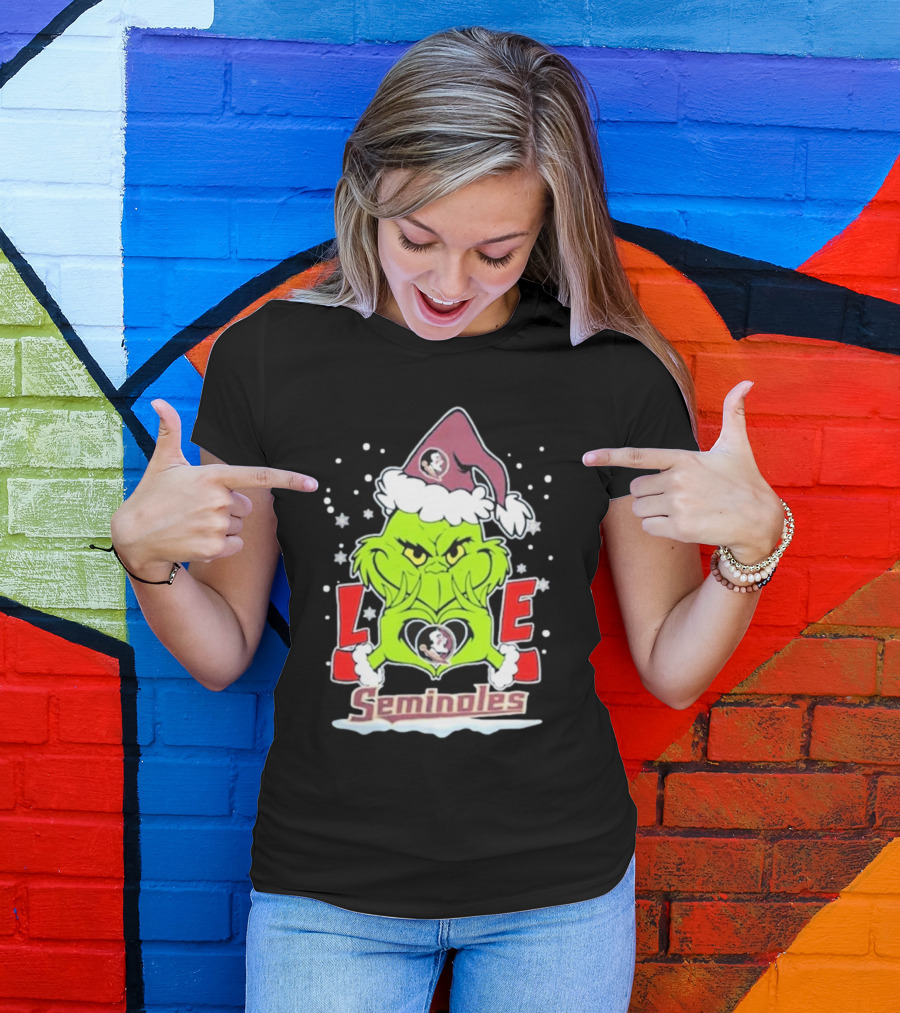 Grinch Love Florida State Seminoles Christmas Football T-Shirt