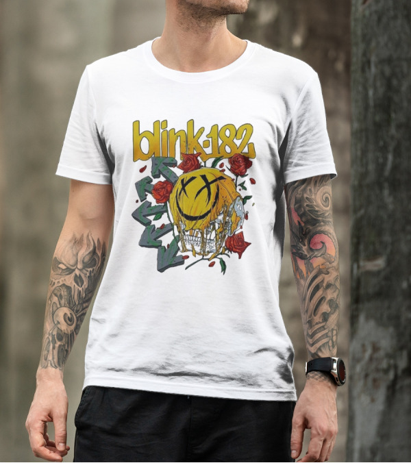 Blink-182 Skull With Roses And Arrows T-Shirt