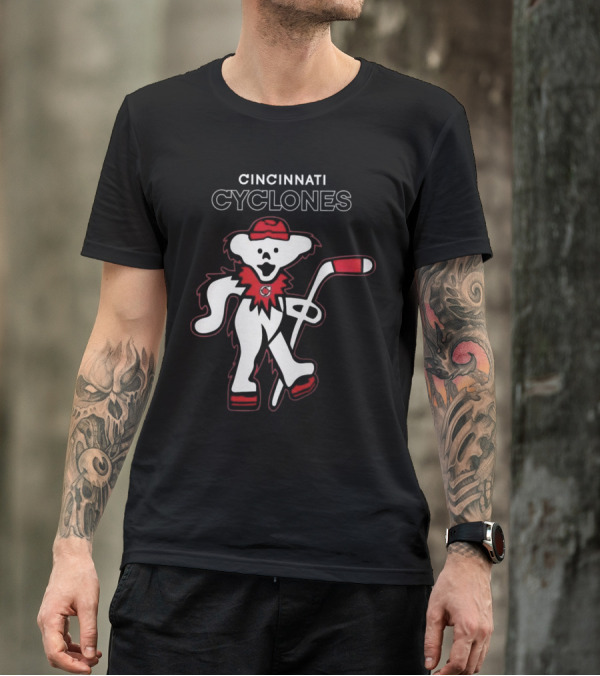 Cincinnati Cyclones Hockey With Grateful Dead Style Bear 2025 T-Shirt