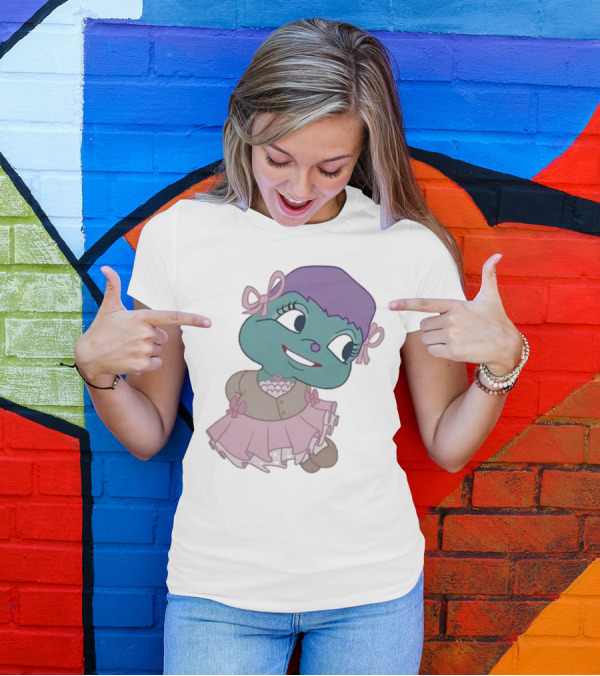 Samantha Yve Bb Coquette Cartoon Character With Purple Hair And Pink T-Shirt
