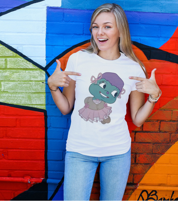 Samantha Yve Bb Coquette Cartoon Character With Purple Hair And Pink T-Shirt
