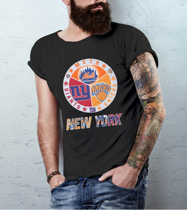 New York Mets Giants Knicks Circle Logo New York T-Shirt