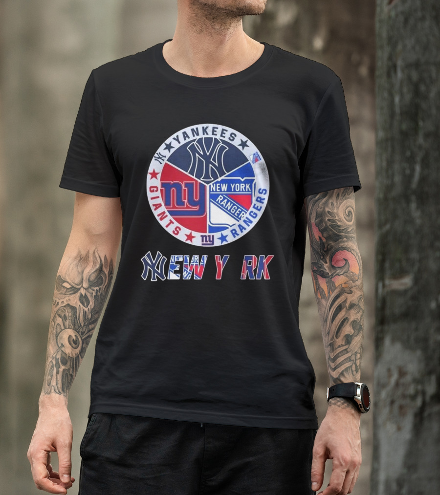 Yankees Giants Rangers Circle New York Collaboration T-Shirt