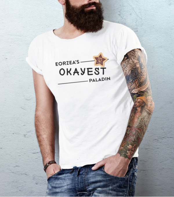 Eorzea's Okayest Paladin Shield Star Badge T-Shirt