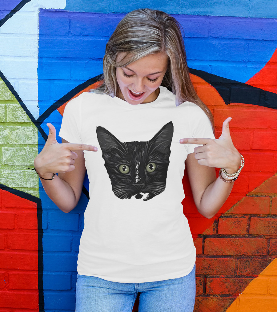 Michael Manigault Brave Green-Eyed Cat Face T-Shirt