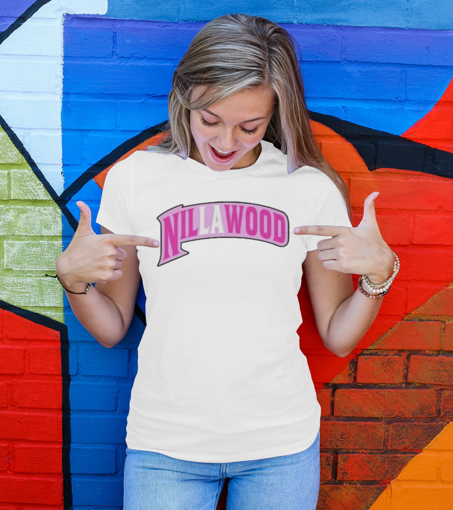 Nilla Nillawood Banner With Pink Lettering T-Shirt