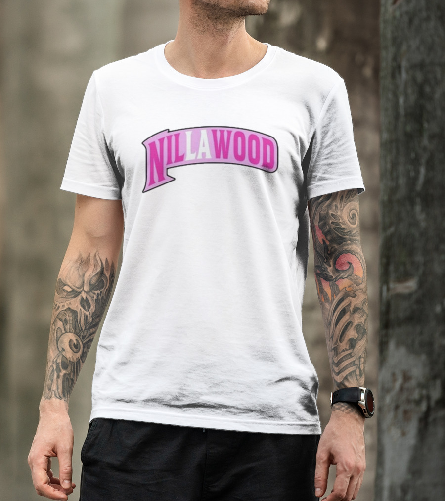Nilla Nillawood Banner With Pink Lettering T-Shirt