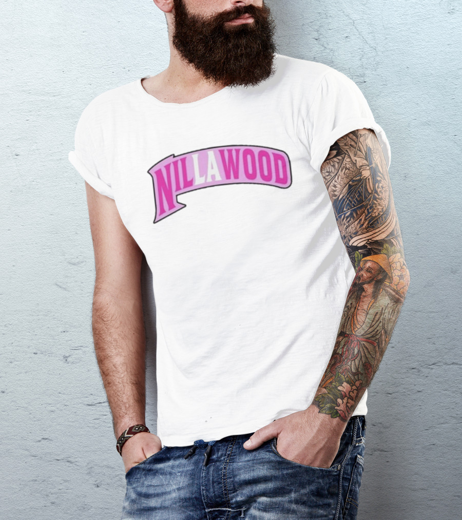 Nilla Nillawood Banner With Pink Lettering T-Shirt