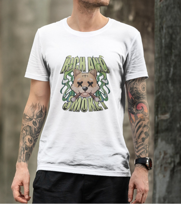 Rich And Smokey Shiba Inu With Crossed Eyes And Cigars T-Shirt