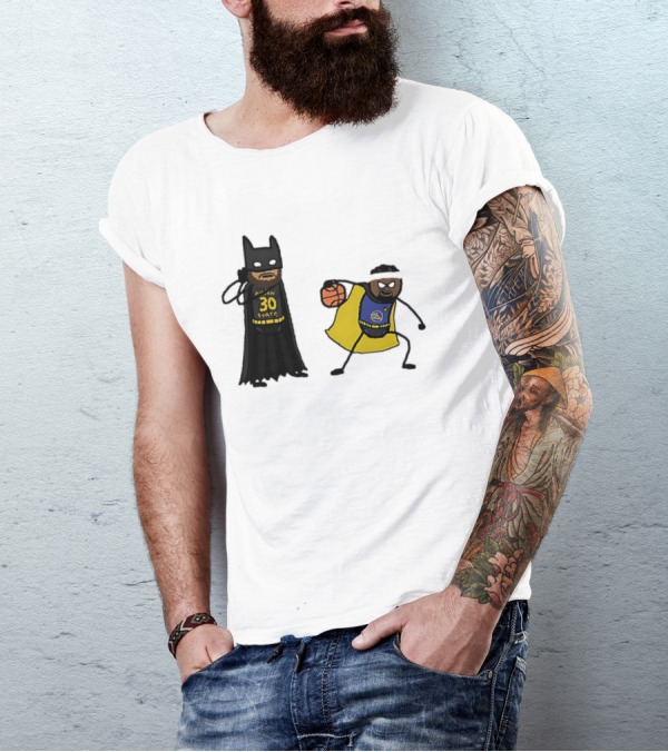 Batman Robin Stephen Curry Jimmy Butler Golden State Warriors Basketball Cartoon T-Shirt