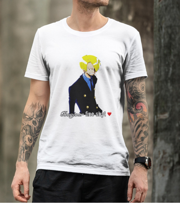 Vinsmoke Sanji Bonjour Fine Shyt Cartoon Character Heart Icon T-Shirt